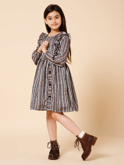 Striped Satin Fit & Flare Dress