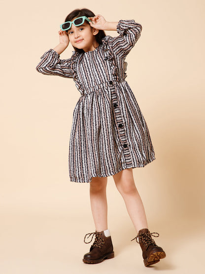 Striped Satin Fit & Flare Dress