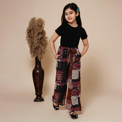 Elasticated Parallel Pant with Tee - Black