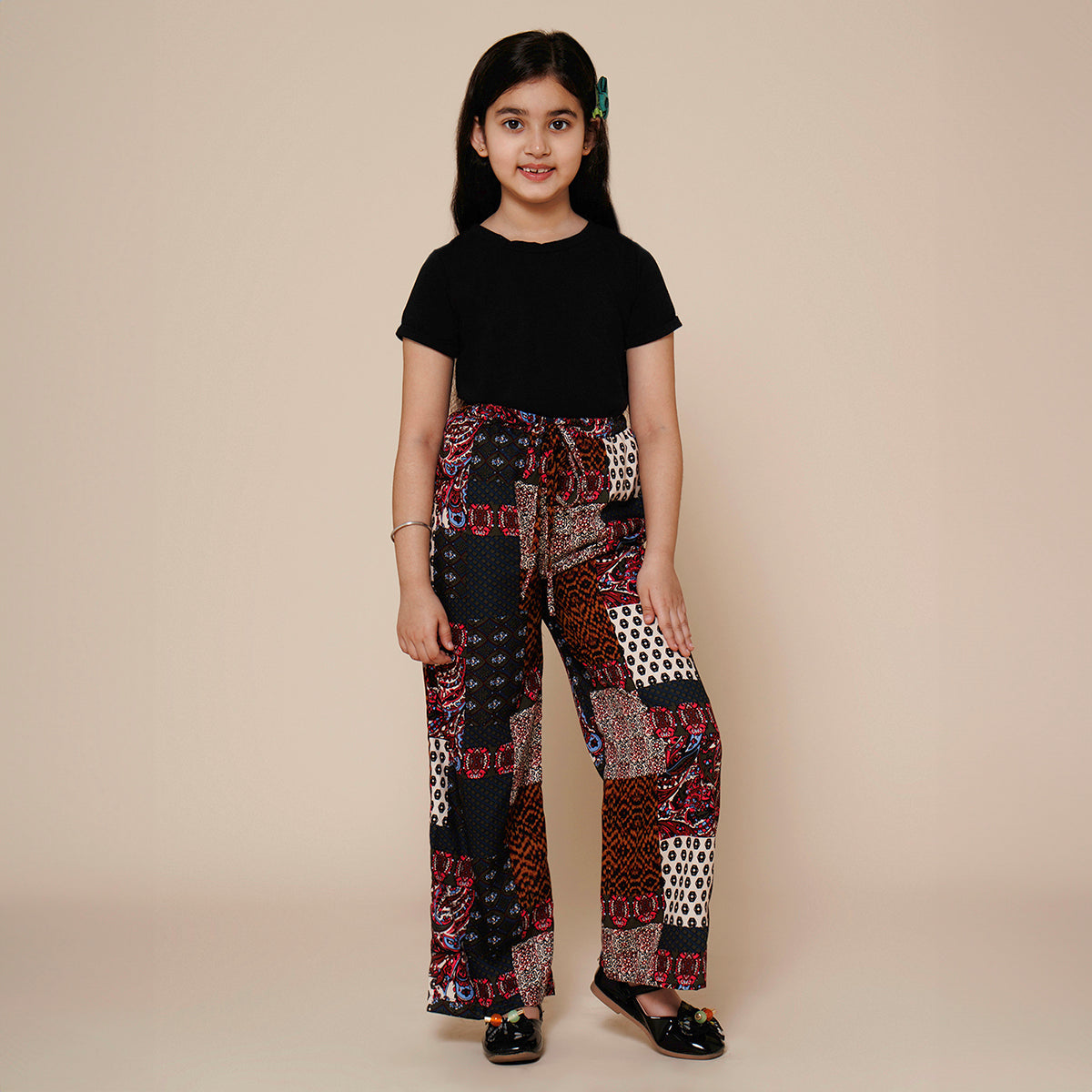 Elasticated Parallel Pant with Tee - Black