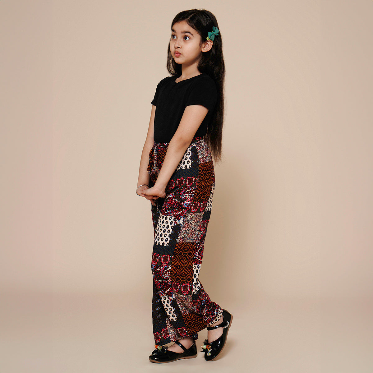 Elasticated Parallel Pant with Tee - Black