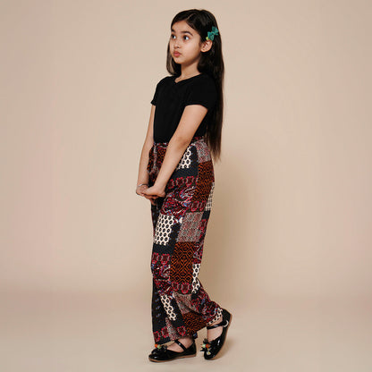 Elasticated Parallel Pant with Tee - Black