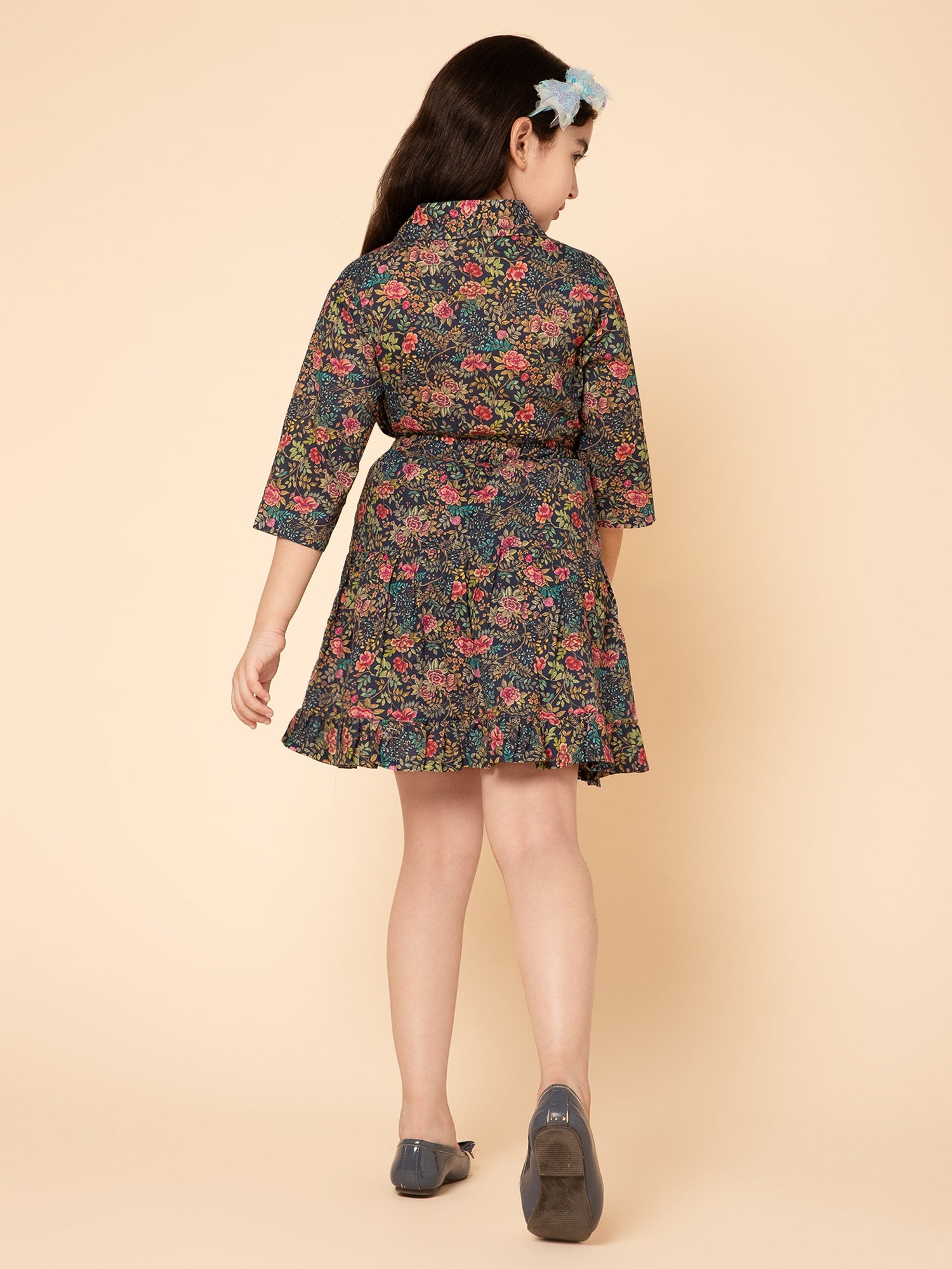 Floral Skirt and Shirt Blue