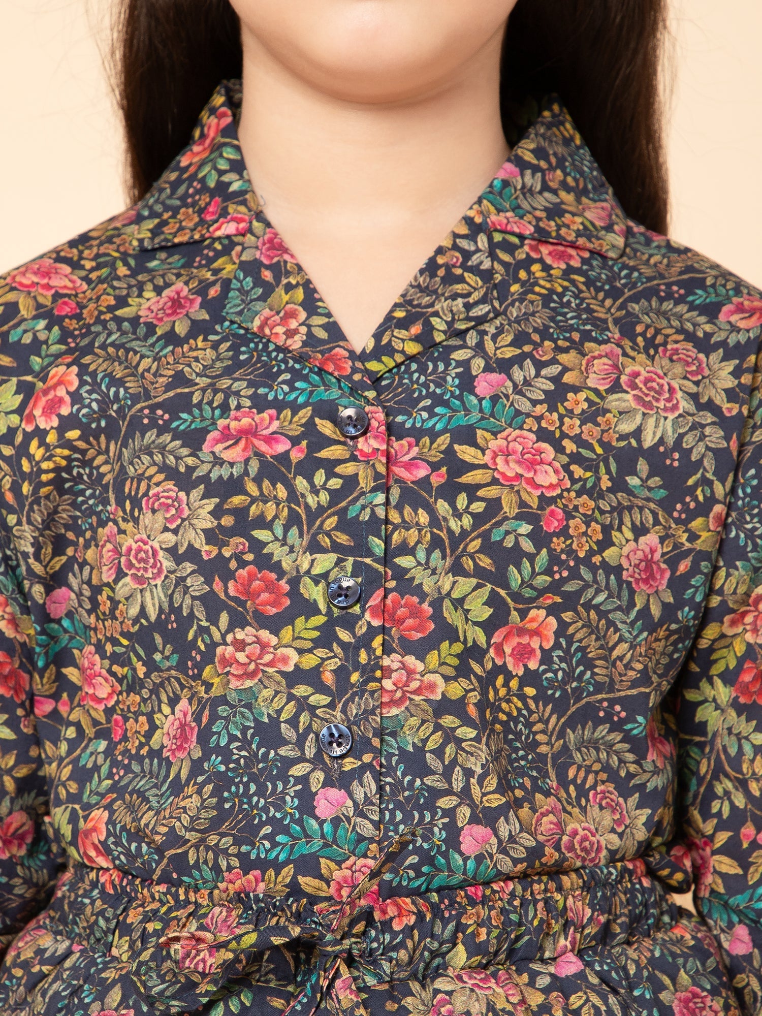 Floral Skirt and Shirt Blue