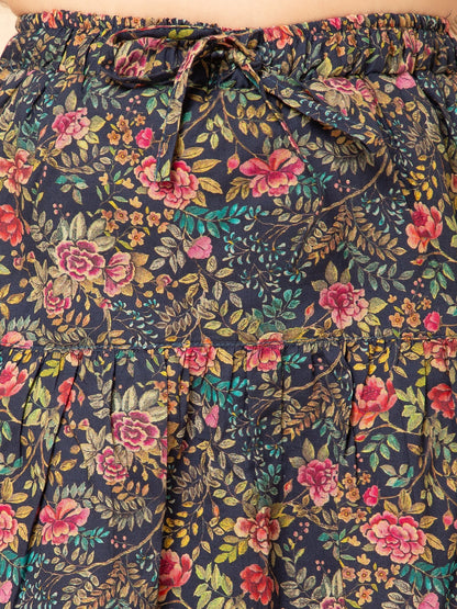 Floral Skirt and Shirt Blue