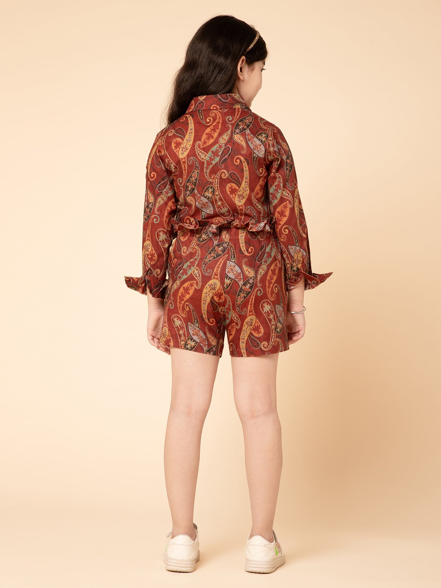 Floral Shorts and Shirt Brown