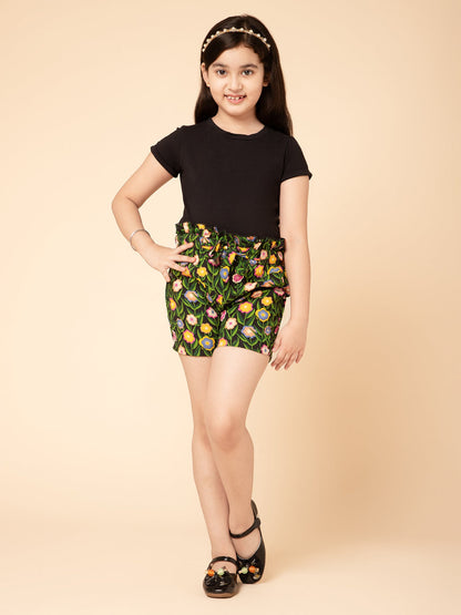 Girls Floral Shorts and T-Shirt Set