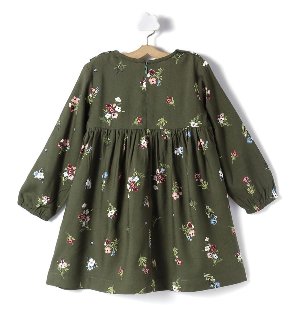 Cute Green Printed Girls Dress