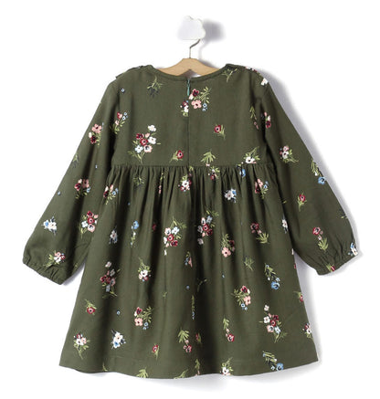 Cute Green Printed Girls Dress