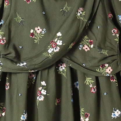 Cute Green Printed Girls Dress