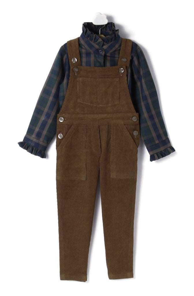 Cute Checks Shirt with Brown Dungaree