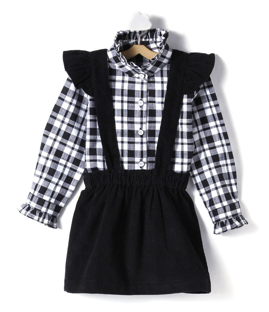 Checks Printed Shirt With Pinafores
