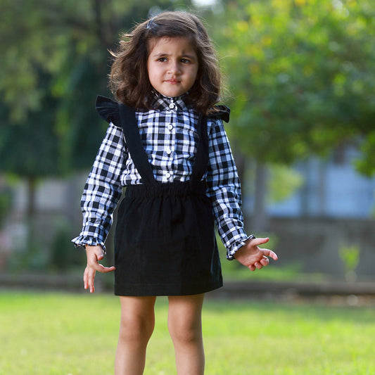 Checks Printed Shirt With Pinafores