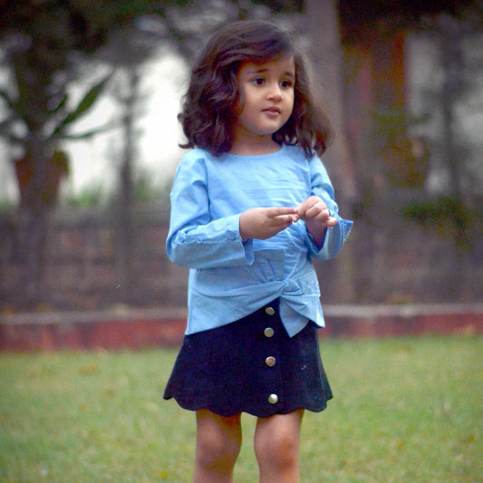 Stylish Blue Top with Skirt