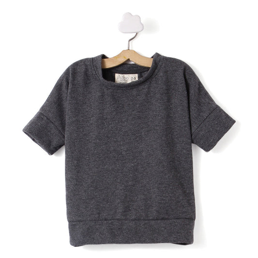 Black Solid Half Sleeves T-Shirt and Attached Pocket Skirt Set