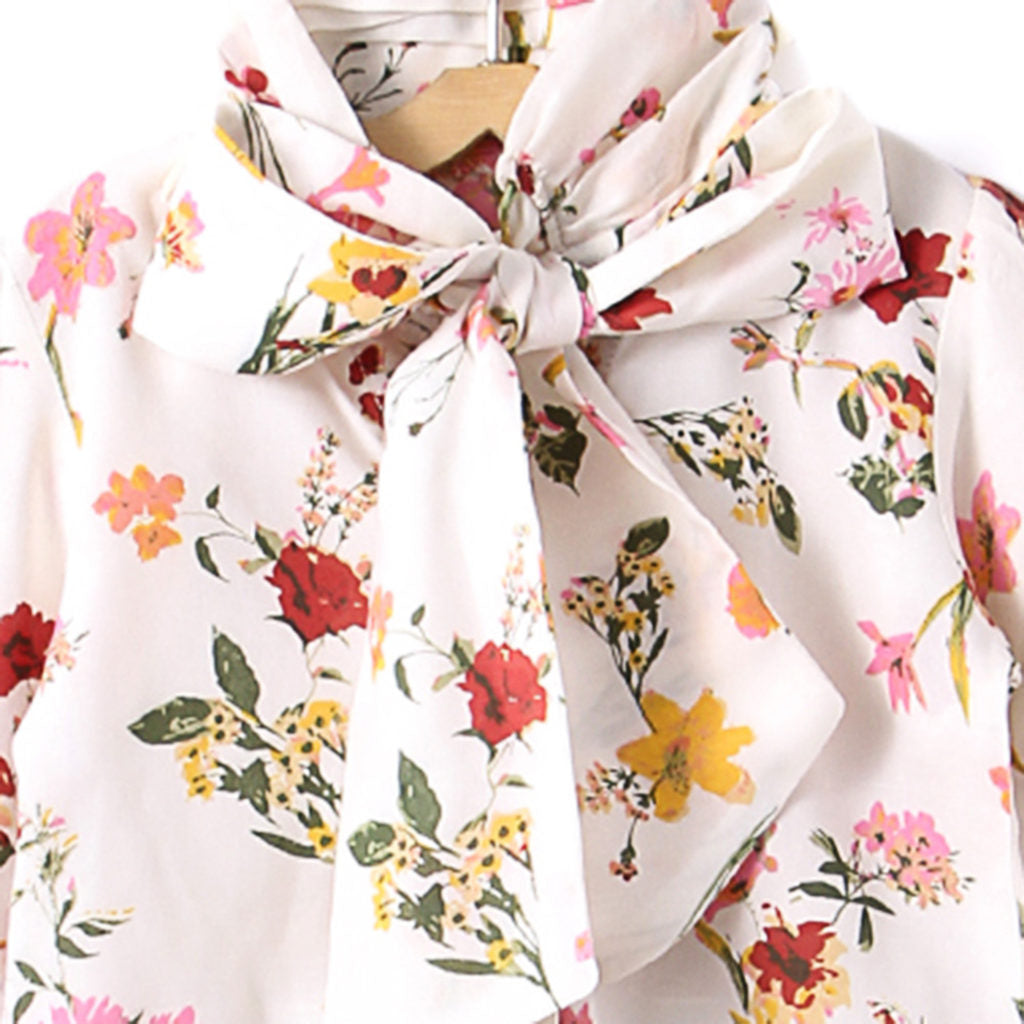 Stylish Flower Printed Top with Skirt - Red