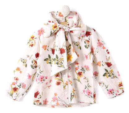 Stylish Flower Printed Top with Skirt - Red