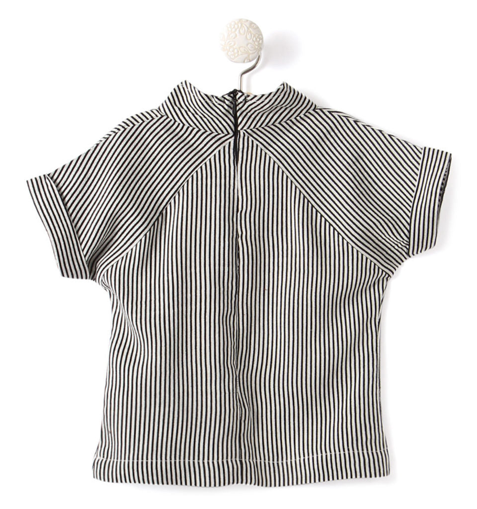 Round Neck Stripe Top and Dungaree Set – Maroon