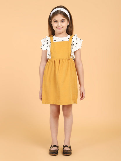 Polka Dot Printed Top with Pinafores - Multi