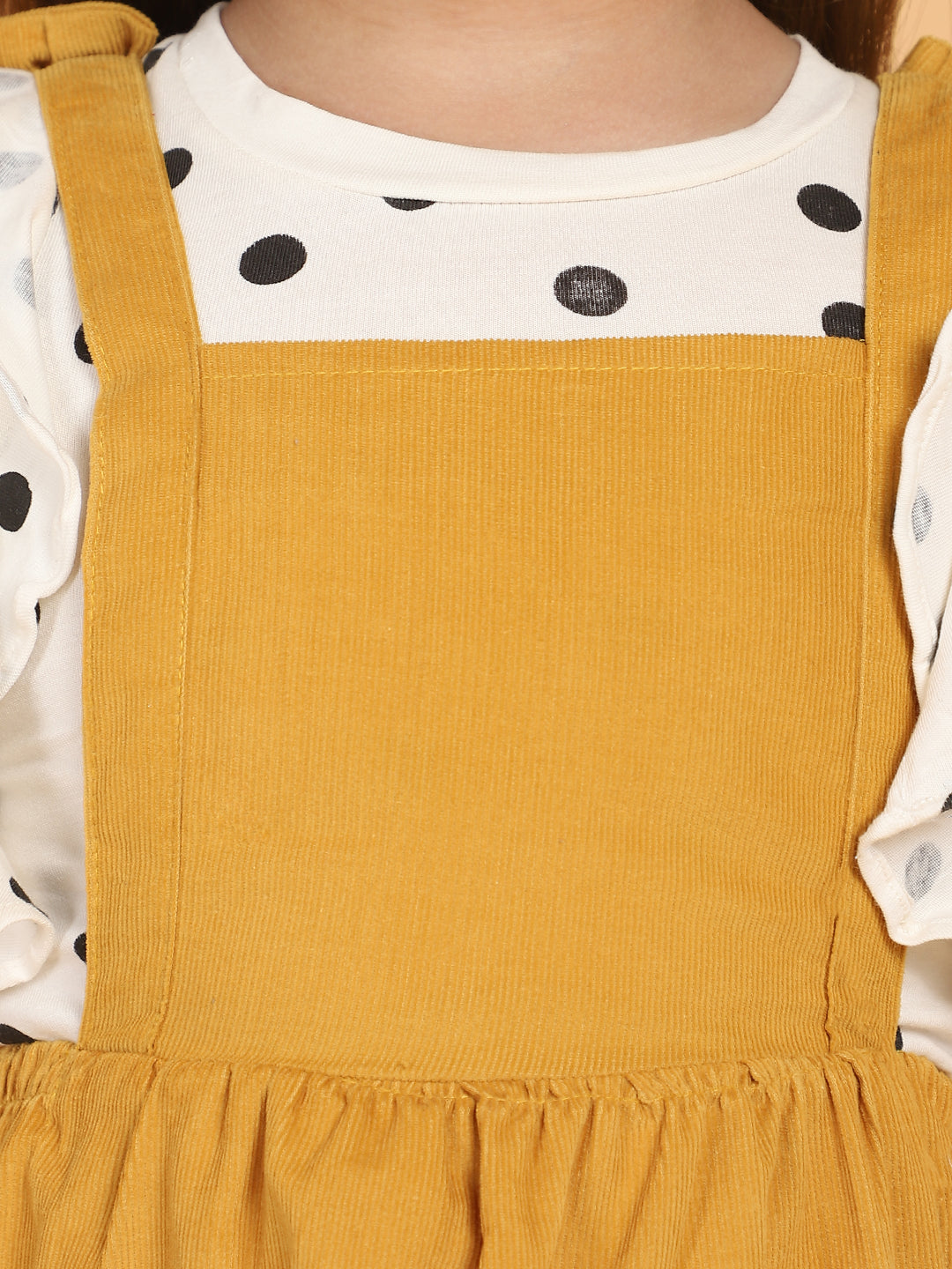 Polka Dot Printed Top with Pinafores - Multi