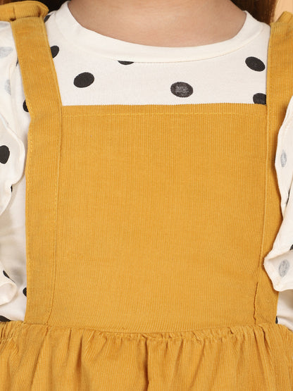 Polka Dot Printed Top with Pinafores - Multi