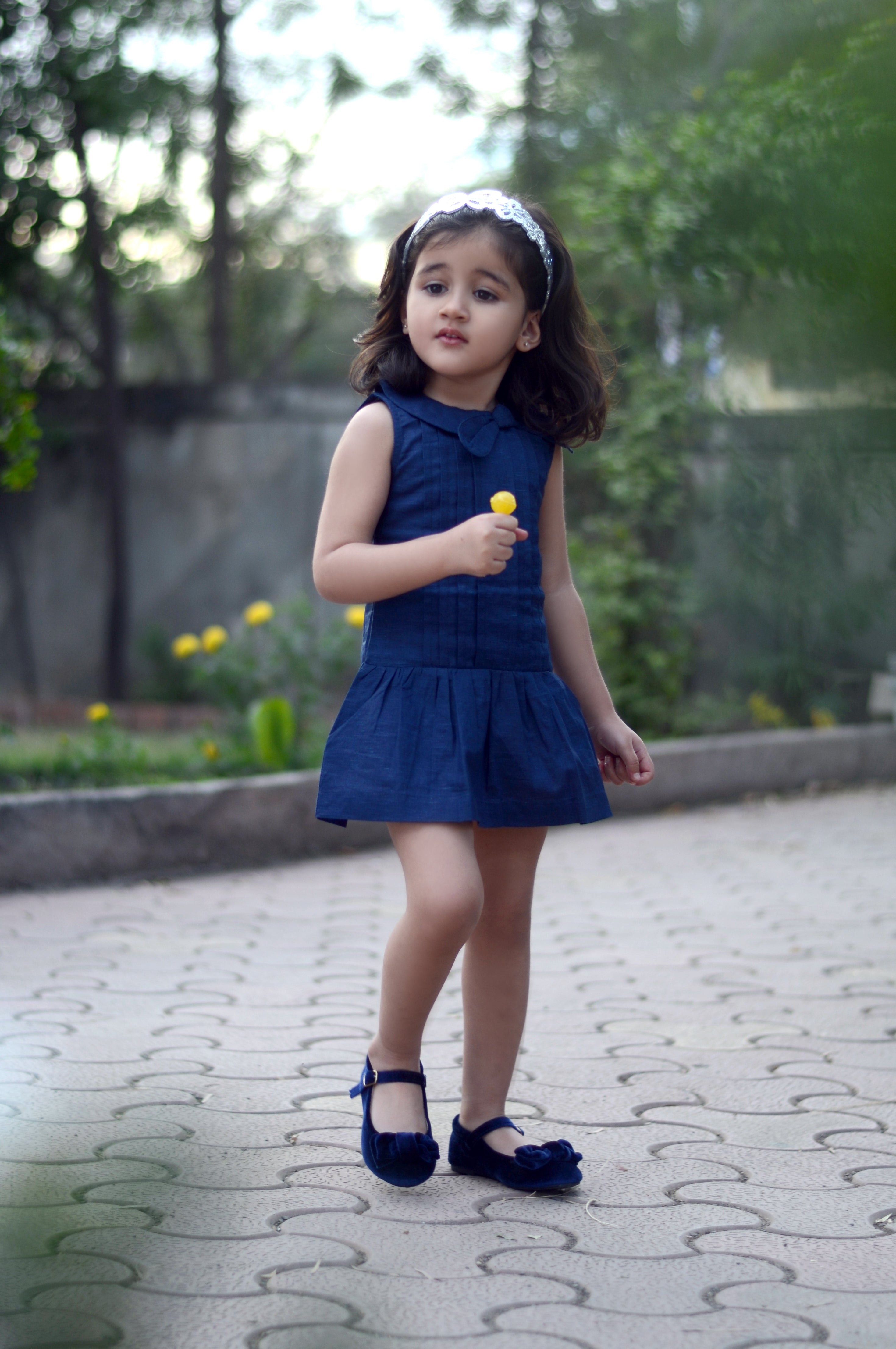 Navy Blue Solid denim Mini Dress