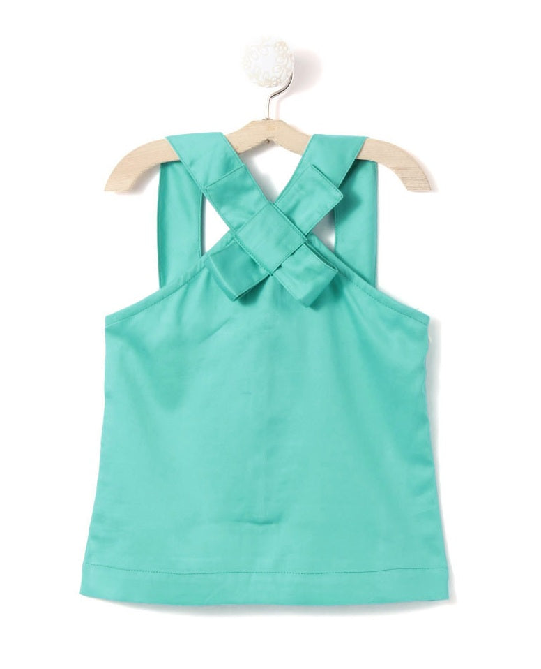 Mint green tank top with crossed straps
