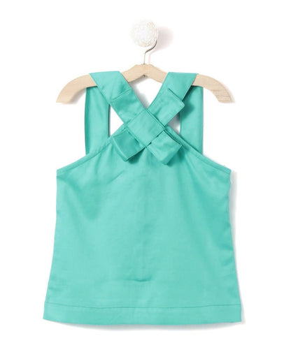 Mint green tank top with crossed straps