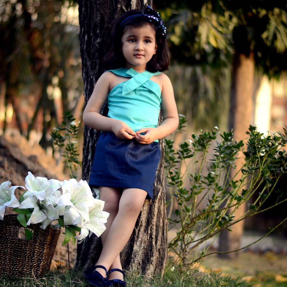 Turquoise Top with Skirt