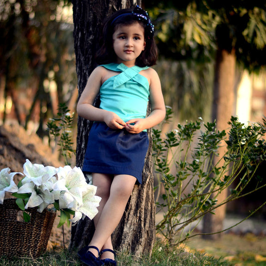 Turquoise Top with Skirt