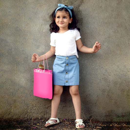 White Cotton Top With Blue Skirt