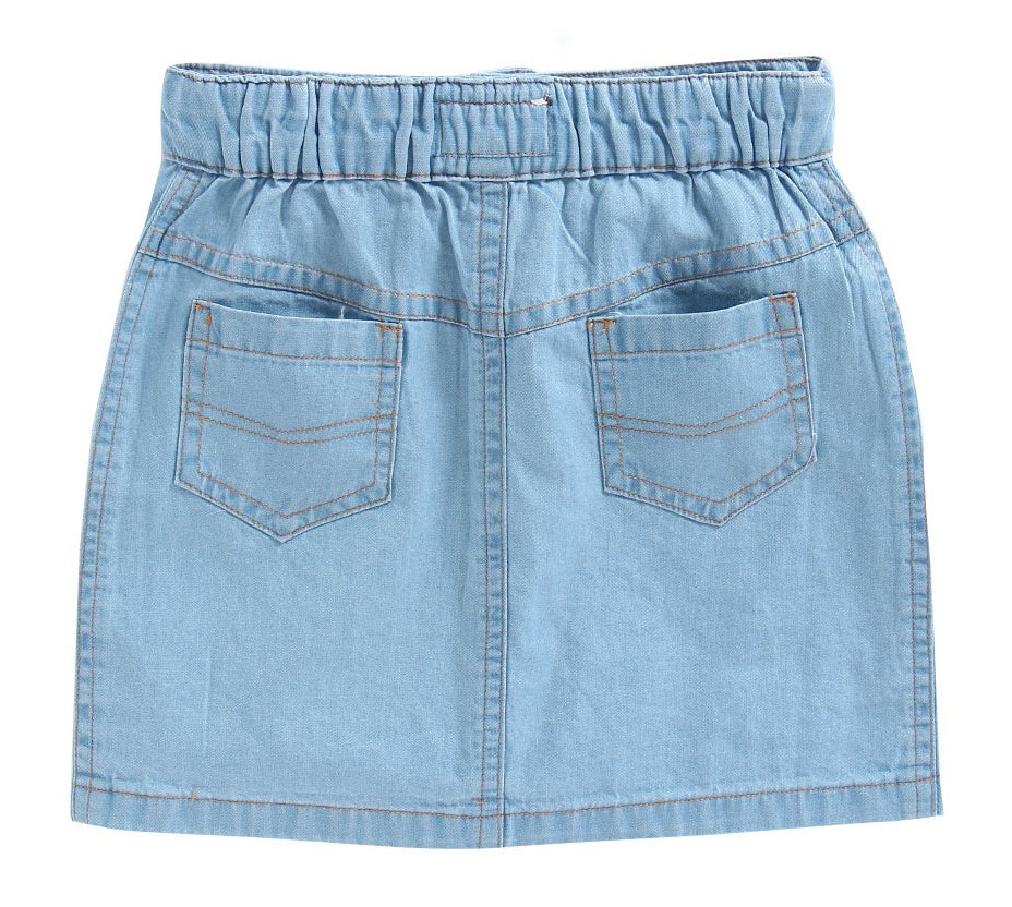 White Cotton Top With Blue Skirt