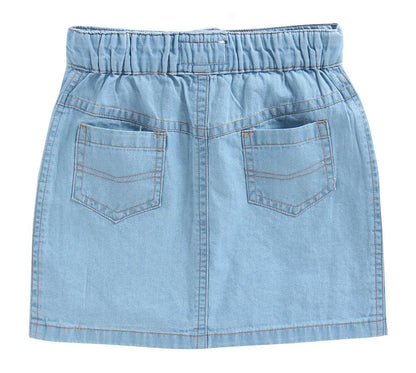 White Cotton Top With Blue Skirt