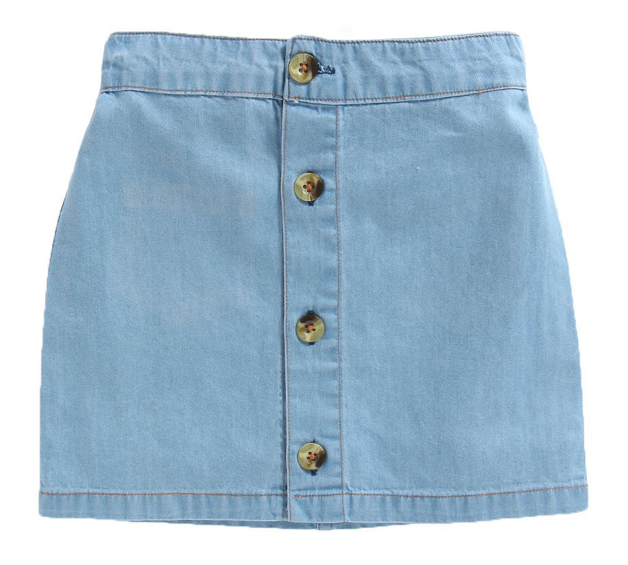 White Cotton Top With Blue Skirt