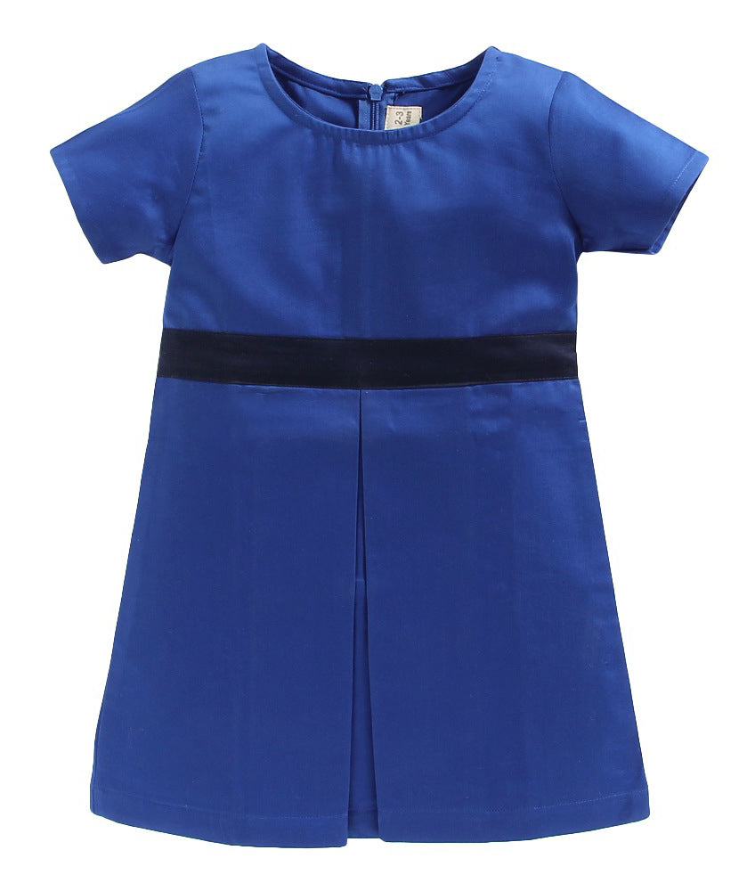 Royal Blue Plated Cotton Dress