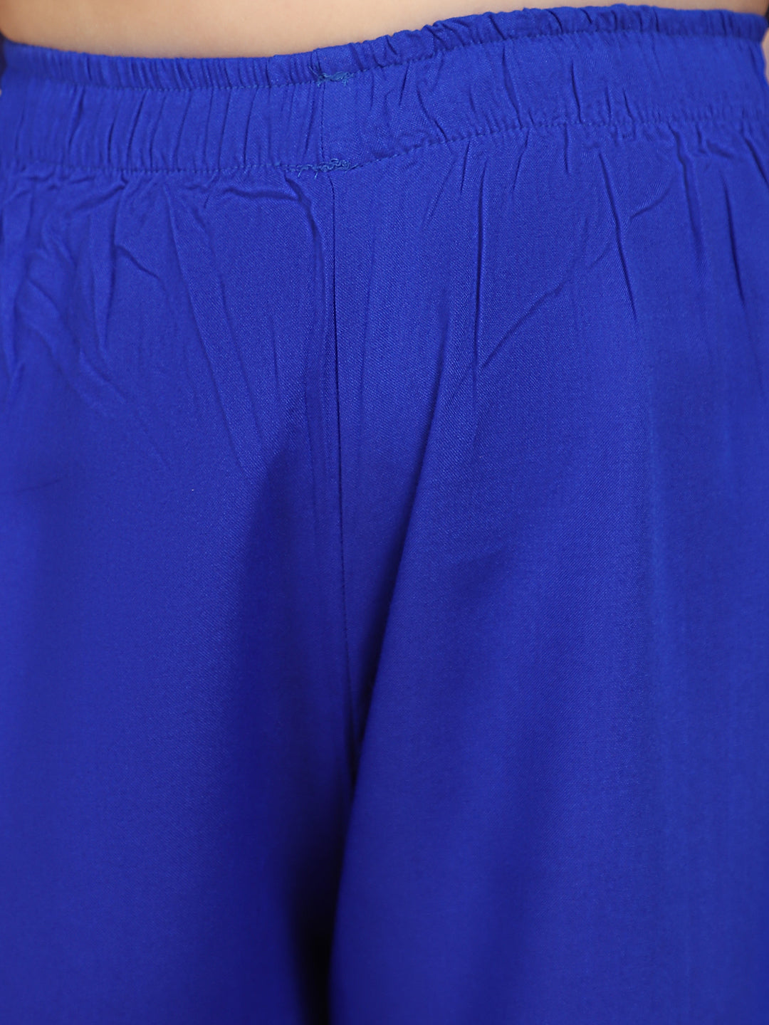 Stripe Print Sleeveless Royal Blue Salwar- Kameez Set