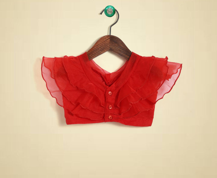 Red ruffled blouse 