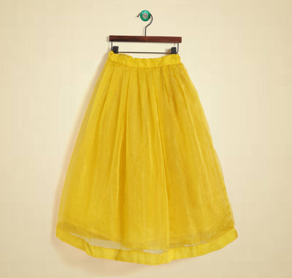 Yellow Sleeveless Applique Solid Blouse and Lehenga Set