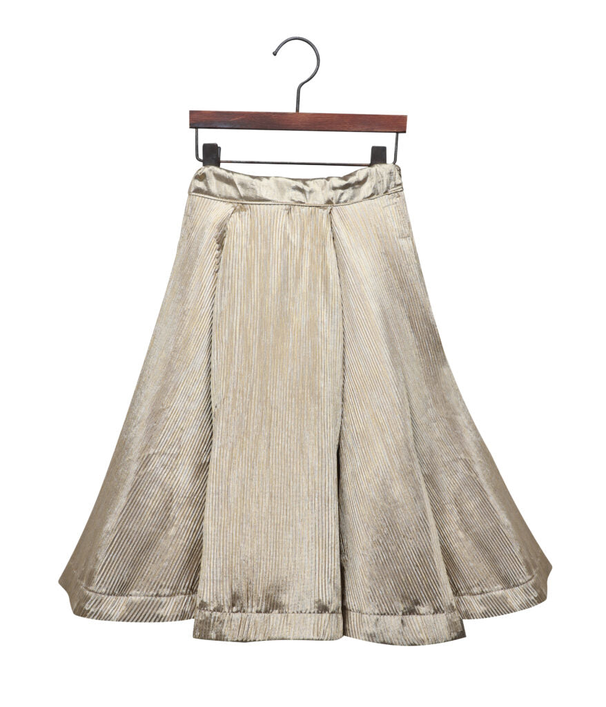 Velvet Ruffled Blouse With Foil Pleated Lehenga