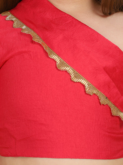 Pink One Shoulder Choli lehenga With Lehriya Dupatta - Set