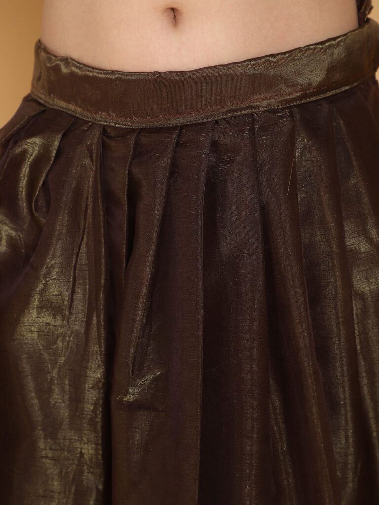 Brown pleated skirt / lehenga
