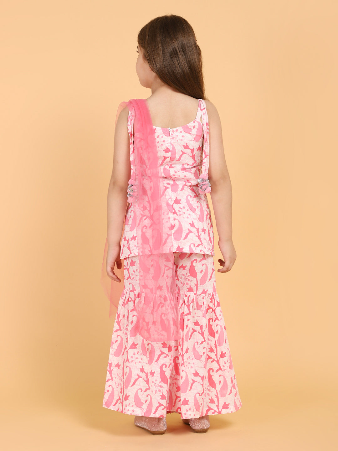 Piccolo - Printed Kurti &amp; Sharara set With Dupatta - Pink