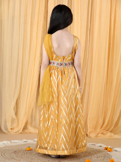 Girls Geometric Printed Anarkali Kurta