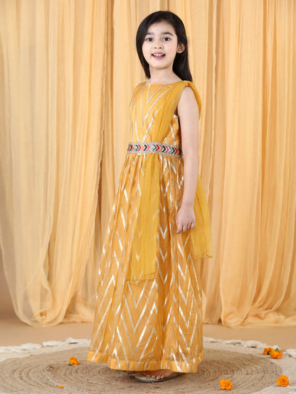 Girls Geometric Printed Anarkali Kurta