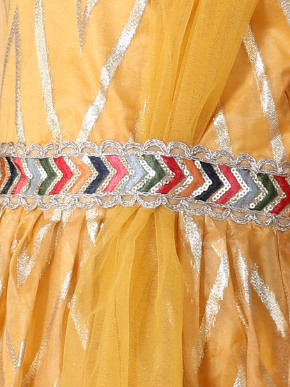 Girls Geometric Printed Anarkali Kurta