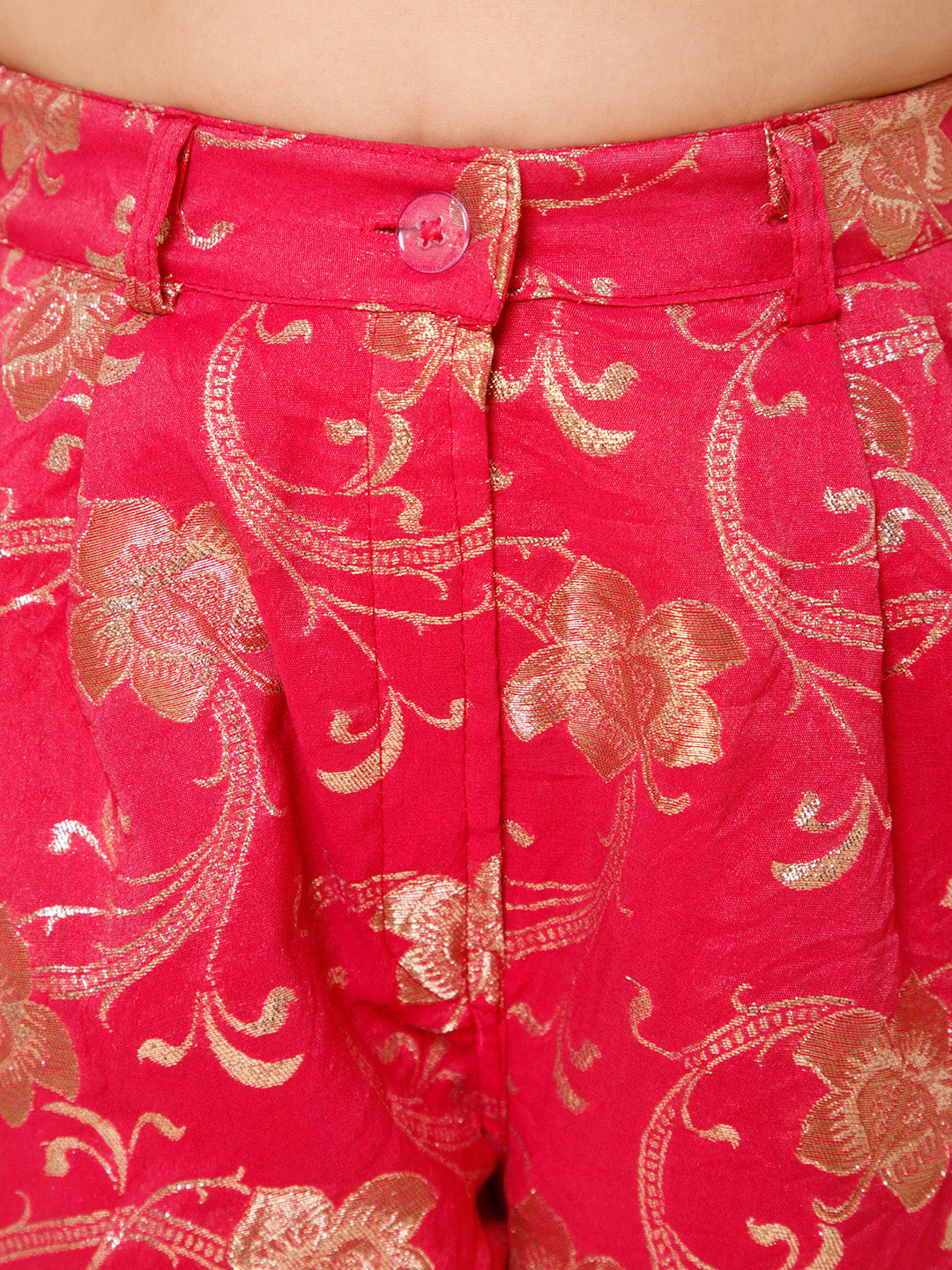 Piccolo-Silk Blazer Set With Pants And Belt-Pink