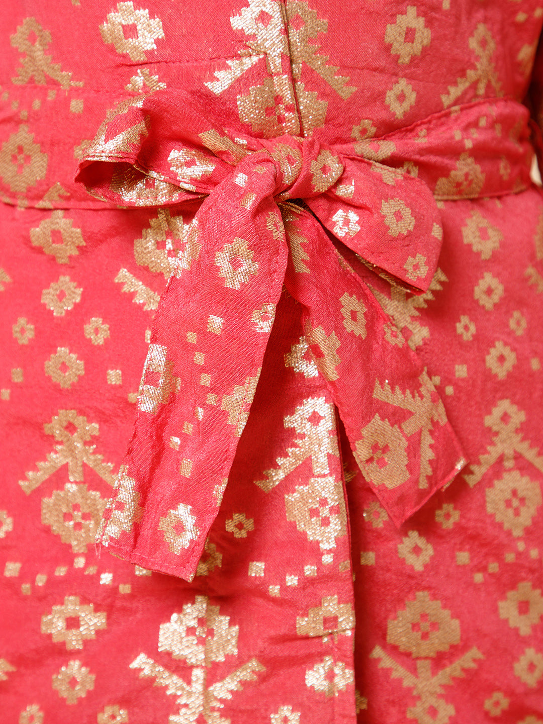 Piccolo-Silk Blazer Set With Pants And Belt-Pink