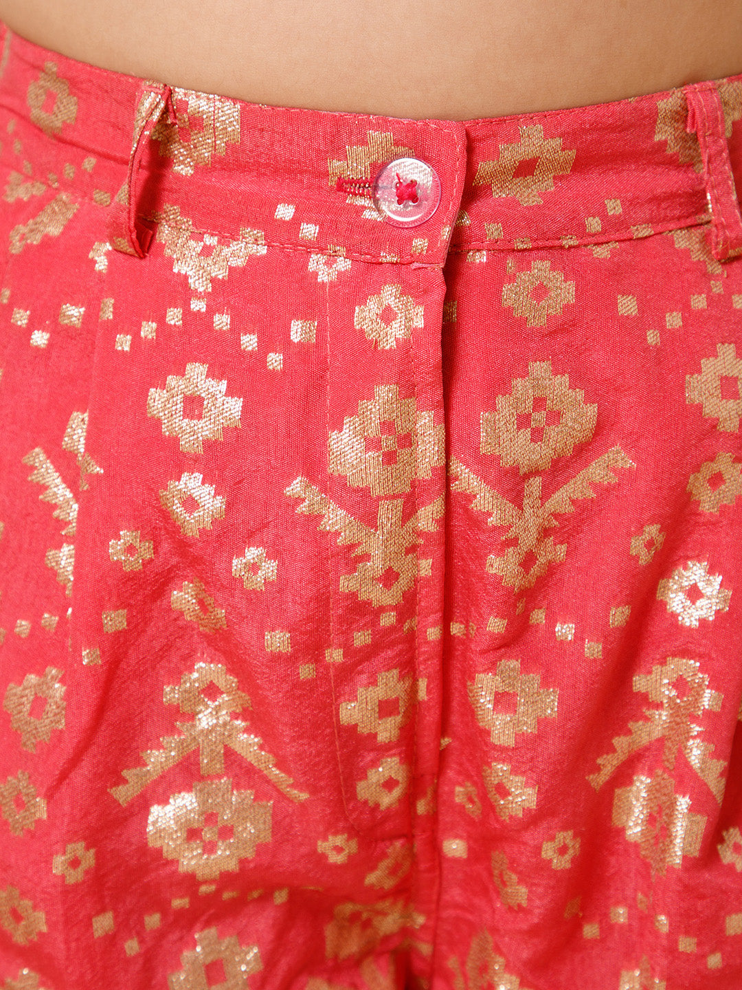 Piccolo-Silk Blazer Set With Pants And Belt-Pink