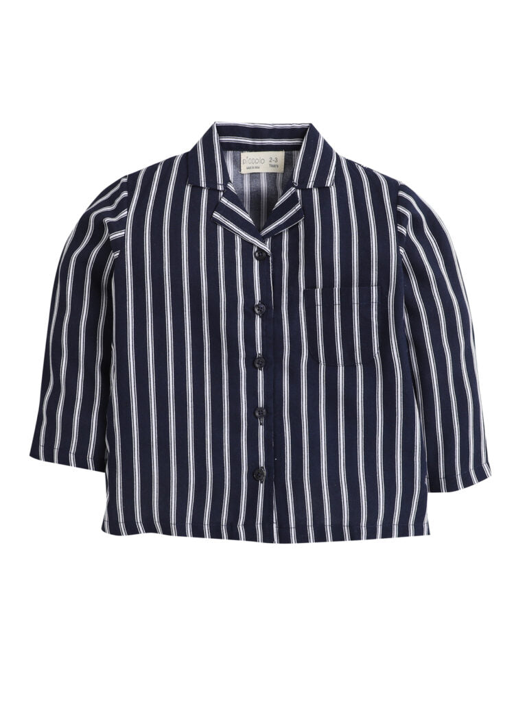 Black Full Sleeves Vertical Stripes Top And Pyjama Set With Slippers