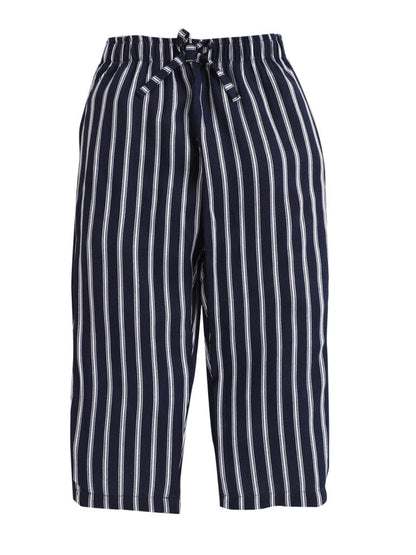 Black Full Sleeves Vertical Stripes Top And Pyjama Set With Slippers